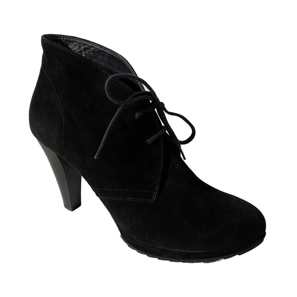 Paul Green Chukka Black Bootie Ankle Boot Suede Round Toe Lace Up 7 UK 9… - Picture 1 of 9